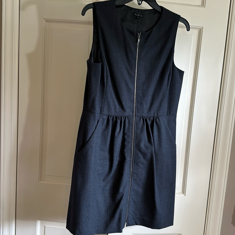 Theory zip-front wool, fitted jumper